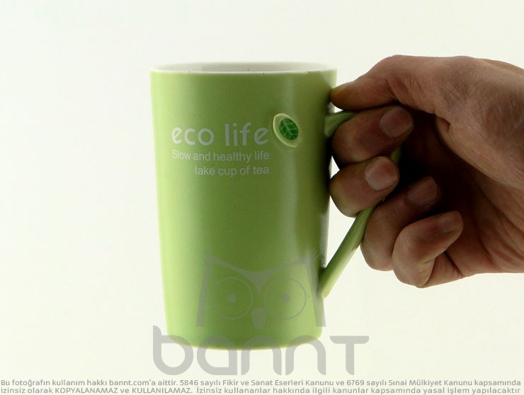 Ahşap Kapaklı Eco Kupa Bardak (Yeşil)