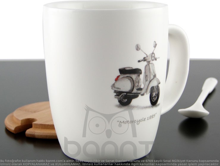 Vespa Motor Porselen Kupa Bardak Vespa Motor Porselen Kupa Bardak