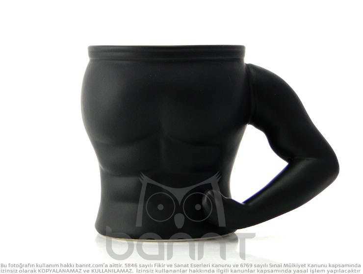 Muscle Mug Kaslı Adam Kupa Bardak (Siyah)