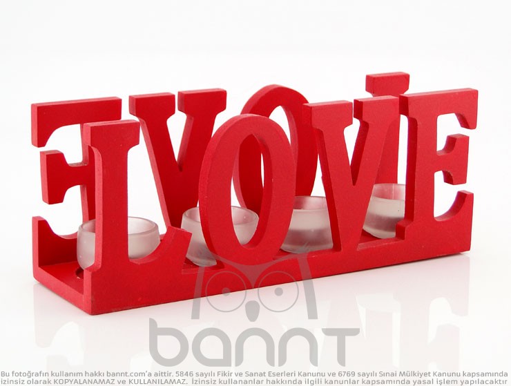 Love Tasarımlı Ahşap Mumluk Love Tasarımlı Ahşap Mumluk