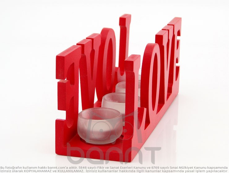 Love Tasarımlı Ahşap Mumluk Love Tasarımlı Ahşap Mumluk