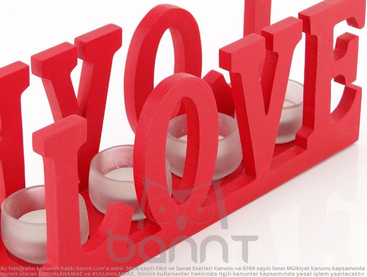 Love Tasarımlı Ahşap Mumluk Love Tasarımlı Ahşap Mumluk