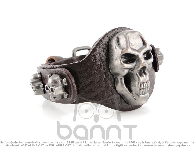 Skulls Deri Bileklik (kahverengi) Skulls Deri Bileklik (kahverengi)