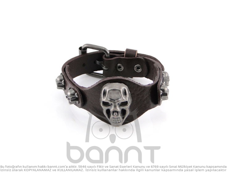 Skulls Deri Bileklik (kahverengi) Skulls Deri Bileklik (kahverengi)