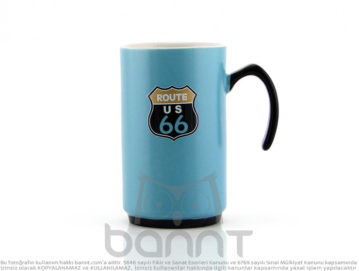 Route 66 Porselen Kupa Bardak (Mavi)