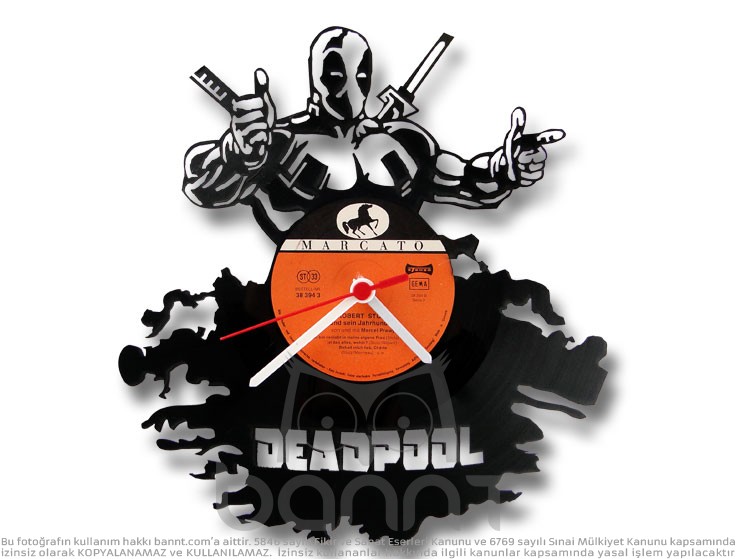 Deadpool Vinyl Record Duvar Saati