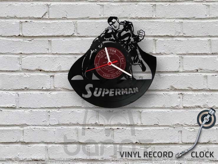 Superman Vinyl Record Duvar Saati