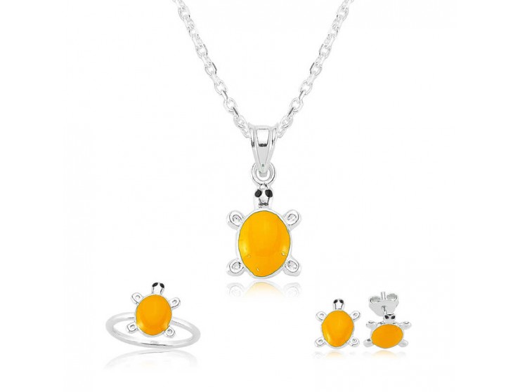Gümüş Turuncu Kaplumbağa Çocuk Set Gümüş Turuncu Kaplumbağa Çocuk Set