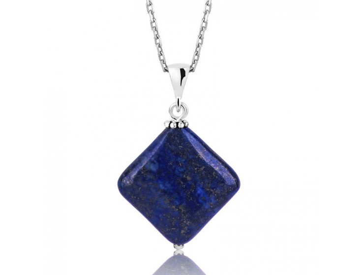 Gümüş Lapis Doğal Taş Kolye Gümüş Lapis Doğal Taş Kolye