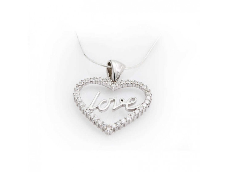 Gümüş Taşlı Love Bayan Kolye Gümüş Taşlı Love Bayan Kolye