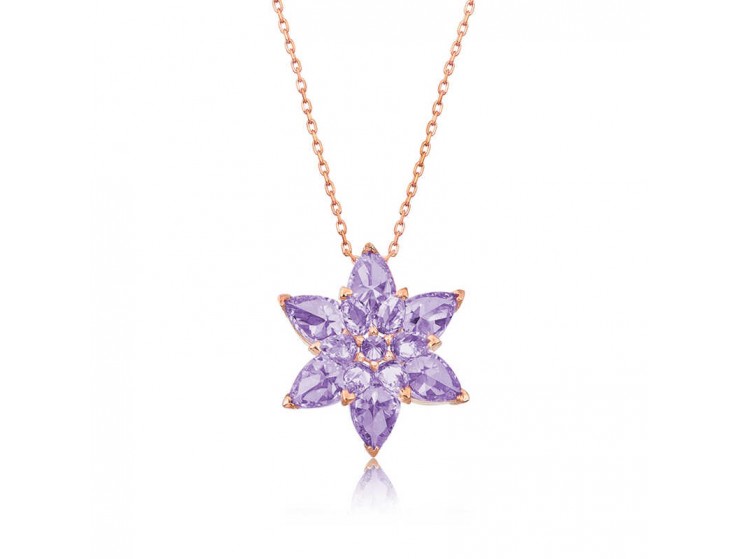 Gümüş Lila Lotus Çiçeği Kolye Gümüş Lila Lotus Çiçeği Kolye