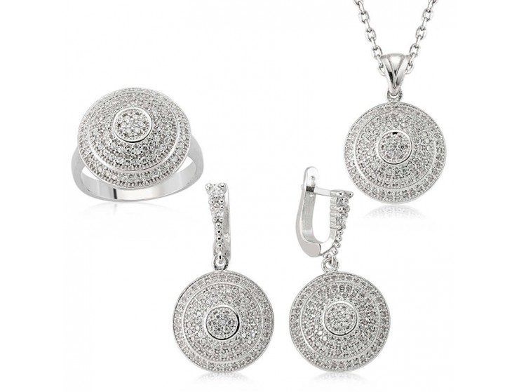 Gümüş Zirkon Taşlı Bayan Set Gümüş Zirkon Taşlı Bayan Set