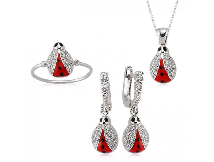 Gümüş Uğur Böceği Bayan Set Gümüş Uğur Böceği Bayan Set