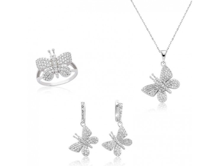 Gümüş Kelebek Bayan Set Gümüş Kelebek Bayan Set