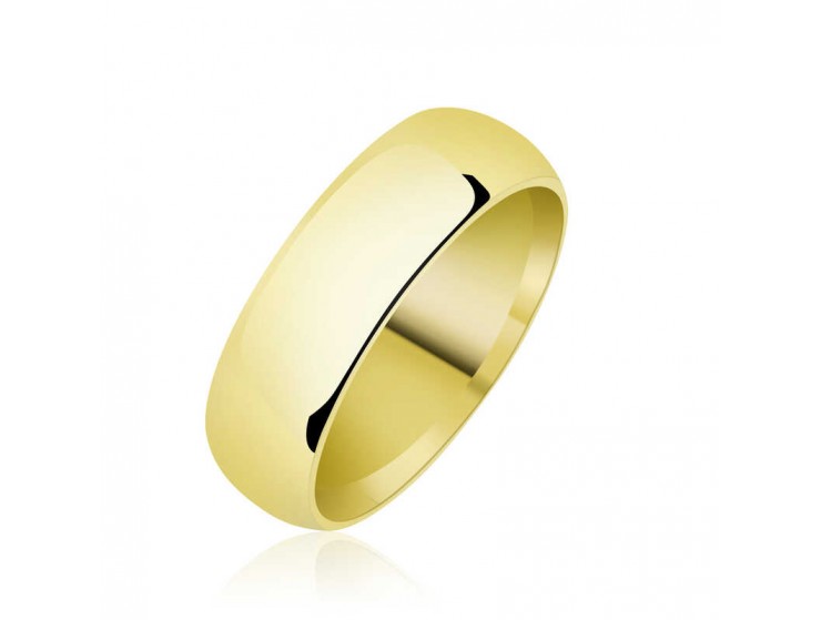 6 mm Düz Bombeli Gold Gümüş Alyans 6 mm Düz Bombeli Gold Gümüş Alyans