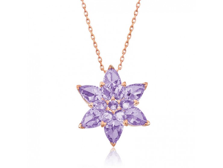 Gümüş Lila Lotus Çiçeği Kolye Gümüş Lila Lotus Çiçeği Kolye