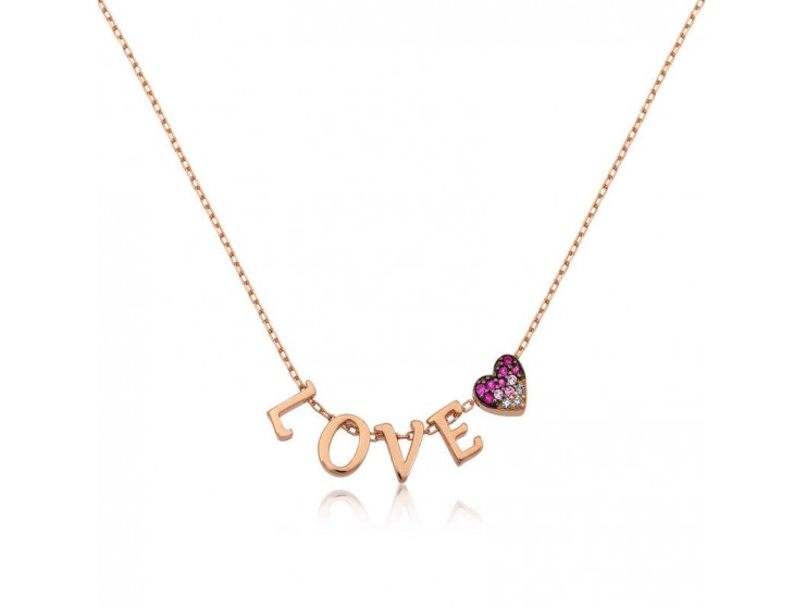 Gümüş Kalpli Love Bayan Kolye Gümüş Kalpli Love Bayan Kolye