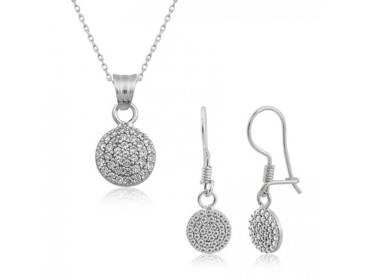Gümüş Beyaz Yuvarlak Bayan Set Gümüş Beyaz Yuvarlak Bayan Set