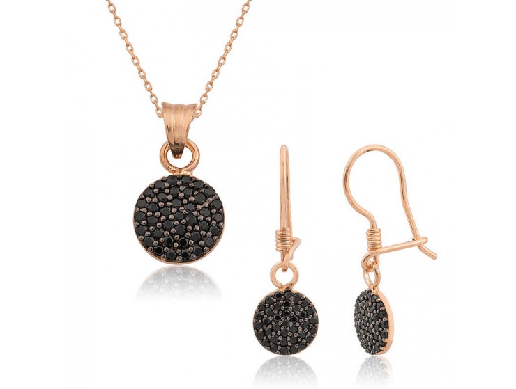 Gümüş Siyah Yuvarlak Bayan Set Gümüş Siyah Yuvarlak Bayan Set