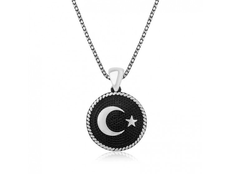 Gümüş Ay Yıldız Erkek Kolye Gümüş Ay Yıldız Erkek Kolye