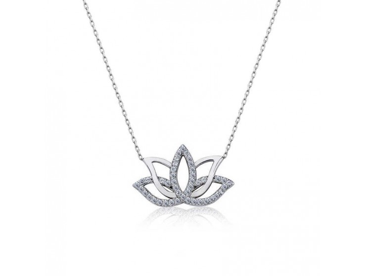 Gümüş Lotus Çiçeği Kolye