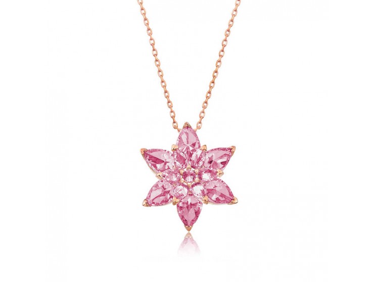 Gümüş Pembe Lotus Çiçeği Kolye Gümüş Pembe Lotus Çiçeği Kolye