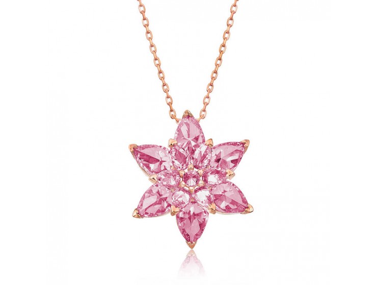 Gümüş Pembe Lotus Çiçeği Kolye Gümüş Pembe Lotus Çiçeği Kolye