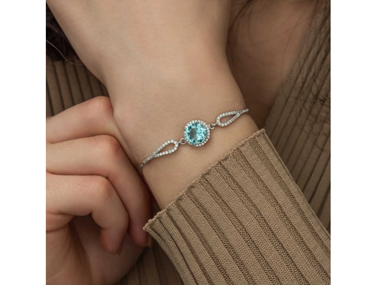 Gümüş Aquamarine Bileklik Gümüş Aquamarine Bileklik