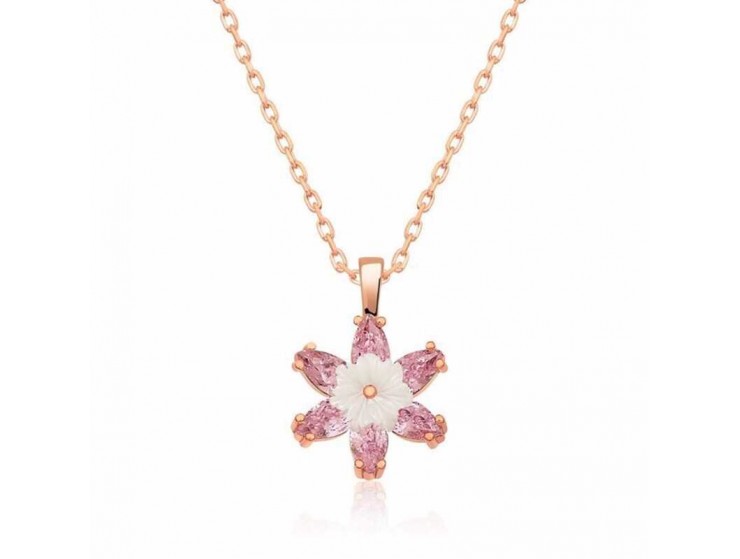 Gümüş Pembe Lotus Çiçeği Kolye Gümüş Pembe Lotus Çiçeği Kolye
