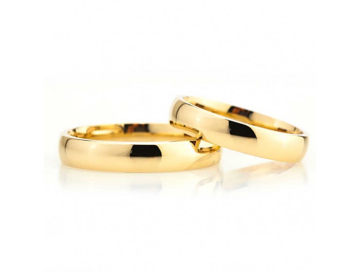 4 mm Düz Bombeli Gold Gümüş Alyans 4 mm Düz Bombeli Gold Gümüş Alyans