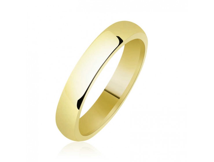 4 mm Düz Bombeli Gold Gümüş Alyans 4 mm Düz Bombeli Gold Gümüş Alyans