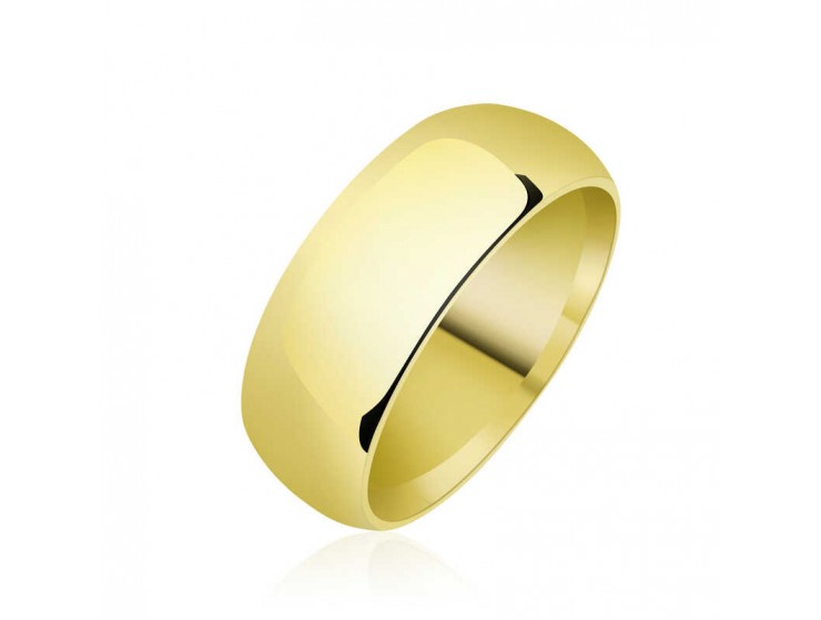 8 mm Düz Bombeli Gold Gümüş Alyans 8 mm Düz Bombeli Gold Gümüş Alyans