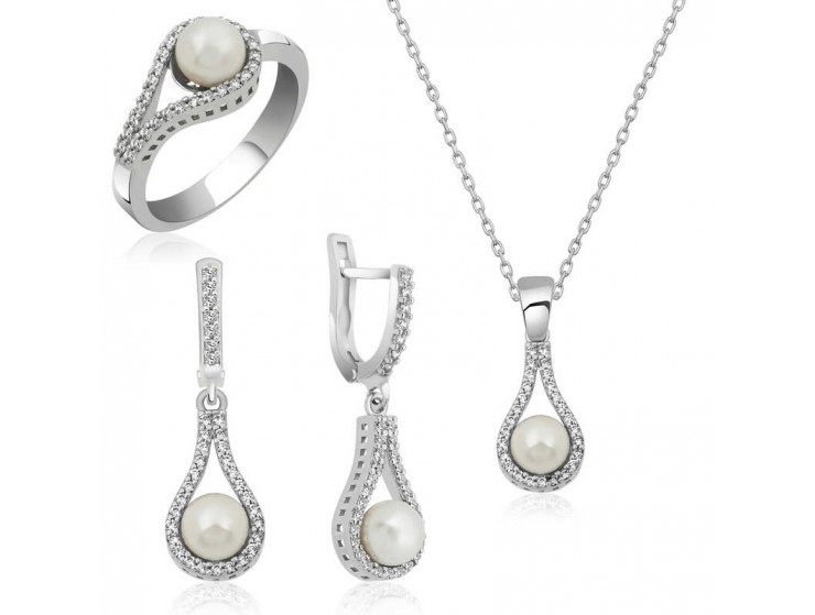 Gümüş İncili Bayan Set Gümüş İncili Bayan Set