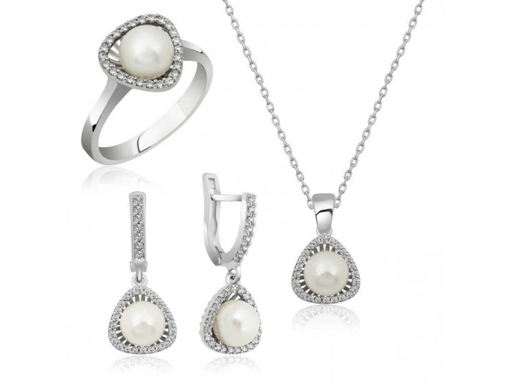 Gümüş İncili Bayan Set Gümüş İncili Bayan Set