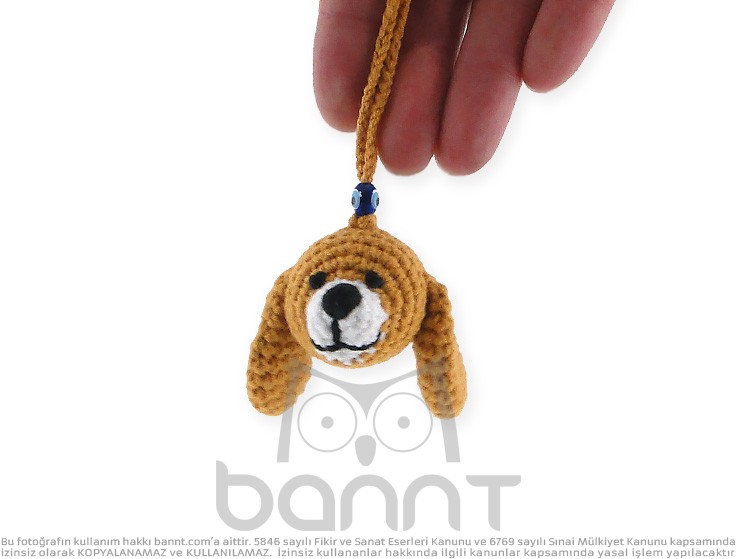 El Örgüsü Köpek Araba Süsü (Sarı)