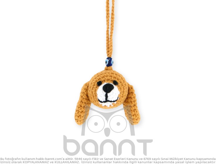 El Örgüsü Köpek Araba Süsü (Sarı)
