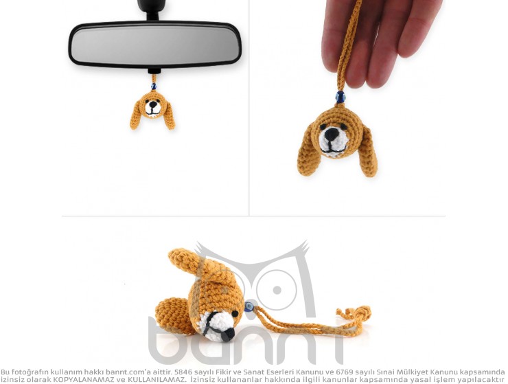 El Örgüsü Köpek Araba Süsü (Sarı)