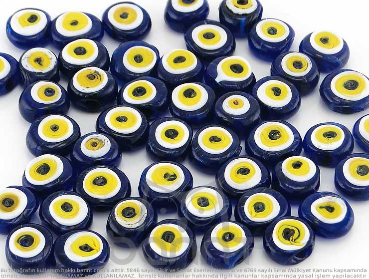 Dana Gözü Cam Nazar Boncuğu 15mm Dana Gözü Cam Nazar Boncuğu 15mm