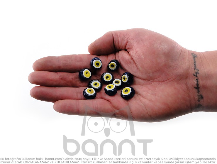 Dana Gözü Cam Nazar Boncuğu 15mm Dana Gözü Cam Nazar Boncuğu 15mm