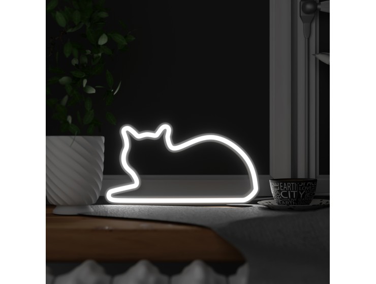 Mustard Sitting Cat Led Işık