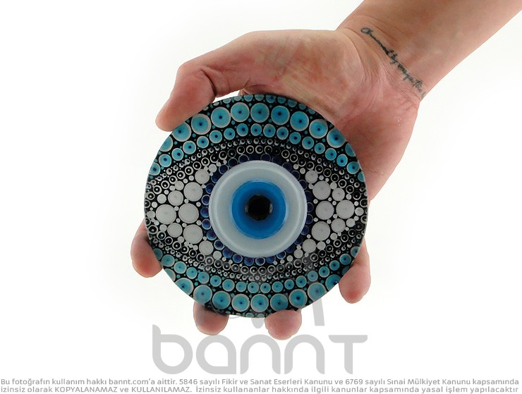 Mozaik Göz Masa Üstü Füzyon Cam Nazarlık 12cm