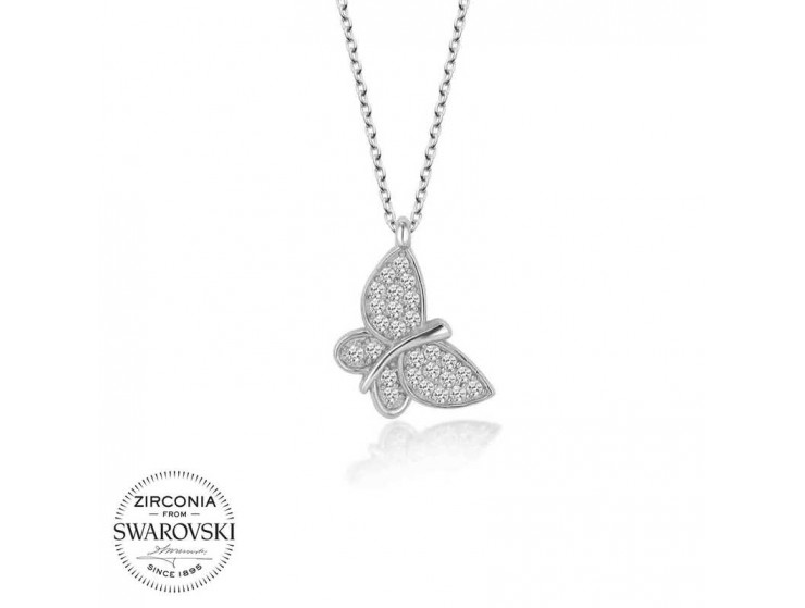 Swarovski Taşlı Gümüş Kelebek Bayan Kolye Swarovski Taşlı Gümüş Kelebek Bayan Kolye