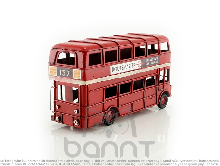 Retro London Bus Metal Araba Retro London Bus Metal Araba