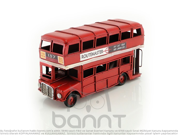 Retro London Bus Metal Araba Retro London Bus Metal Araba