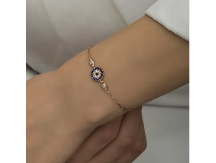 Gümüş Rose Nazar Boncuklu Kadın Bileklik Gümüş Rose Nazar Boncuklu Kadın Bileklik
