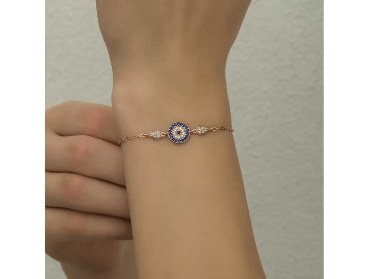 Gümüş Rose Nazar Boncuklu Kadın Bileklik Gümüş Rose Nazar Boncuklu Kadın Bileklik