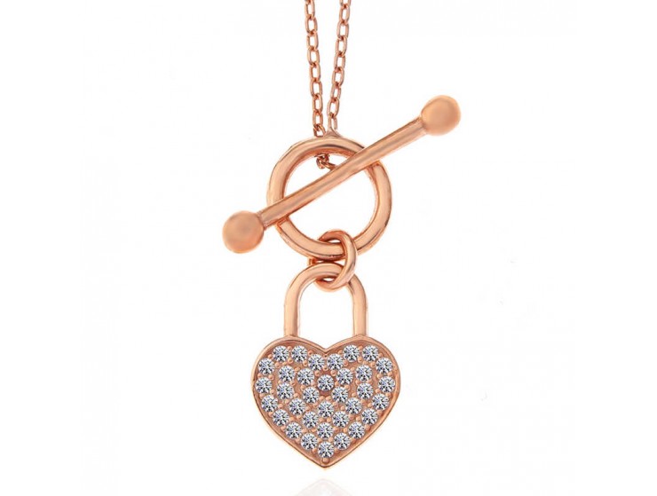 Gümüş Rose Sallantılı Kalp Kadın Kolye Gümüş Rose Sallantılı Kalp Kadın Kolye