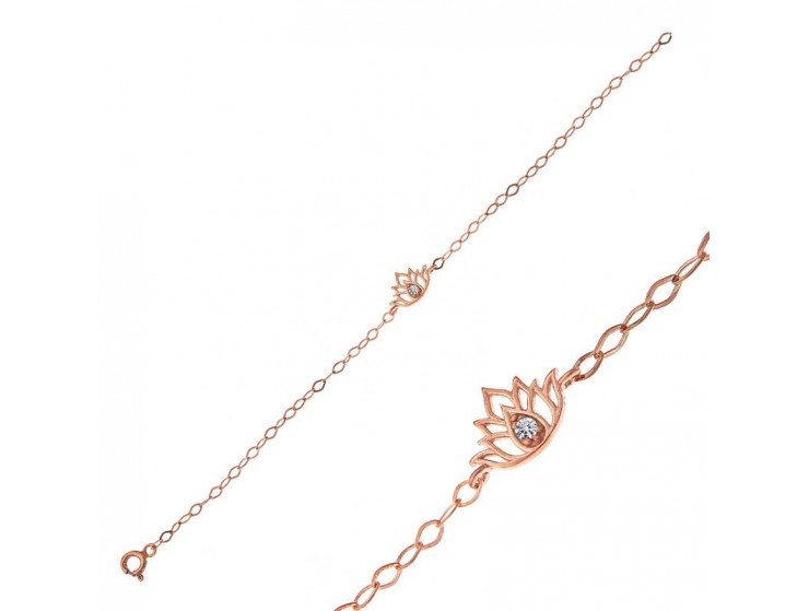 Gümüş Rose Lotus Çiçeği Kadın Bileklik Gümüş Rose Lotus Çiçeği Kadın Bileklik