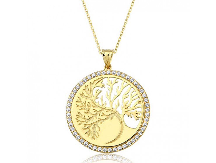 Gümüş Gold Hayat Ağacı Kadın Kolye Gümüş Gold Hayat Ağacı Kadın Kolye