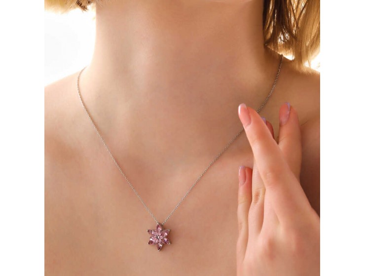 GümüŞ Pembe Lotus Çiçeği Kolye GümüŞ Pembe Lotus Çiçeği Kolye